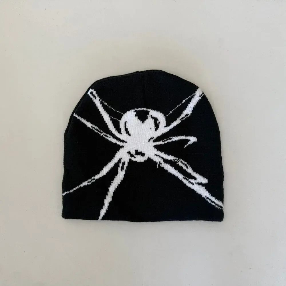 2000s grunge gothic punk black and white beanie - Picture 1 of 8
